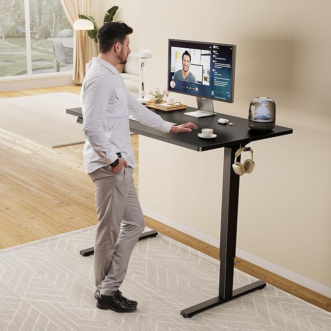 Sweetcrispy Electric Standing Desk, Computer Desk, 63x24 Inch | Adjustable Height, Splice Wood Board, 3 Memory Preset, Sit Stand Work Table for Home Office, Black