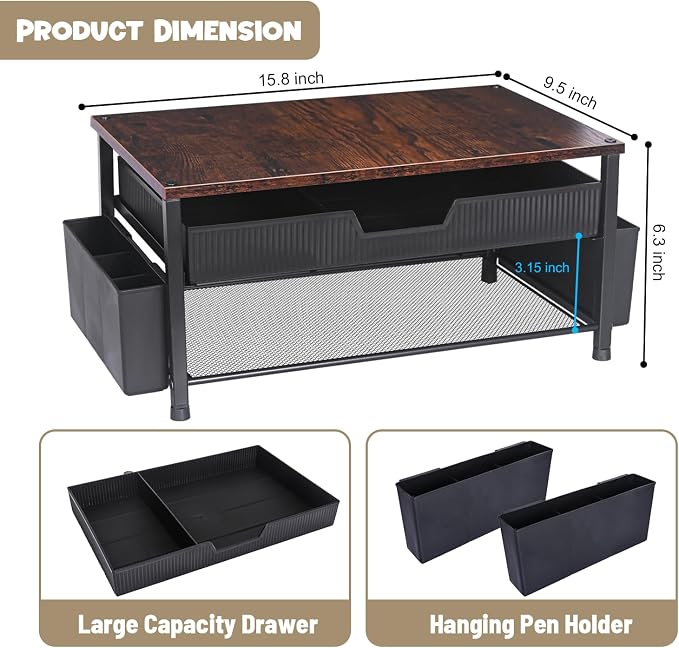 Printer Stand for Desk, Desk Organizer with Storage, Desktop Printer Table for Home Office, Multi-Purpose Shelves for Home Printer, Fax Machine, Scanner, Die-Cut Machine (Brown)