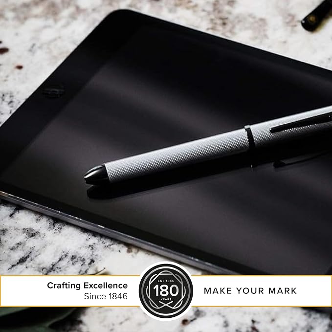 Cross Tech3+ Brushed Chrome PVD Multifunction Pen, Black Ink
