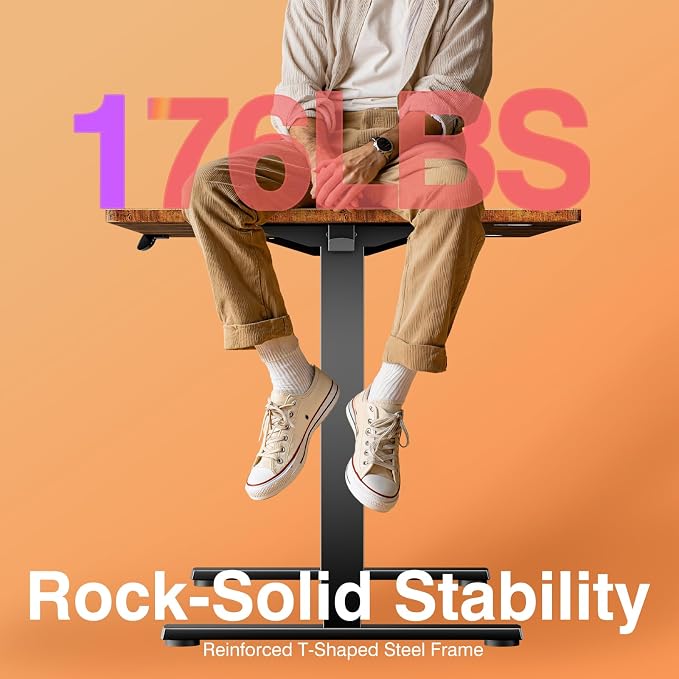 Sweetcrispy Electric Standing Desk, Computer Desk, 48x24 Inch | Adjustable Height, Splice Wood Board, 3 Memory Preset, Sit Stand Work Table for Home Office, Rustic