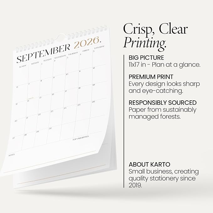 Karto Wall Calendar 2026-2027 11x17 in - Boho