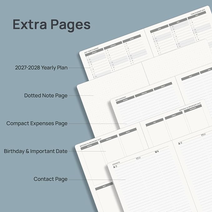 POPRUN 2027 Planner, 6.5" x 8.5", Daily Weekly and Monthly Appointment Book