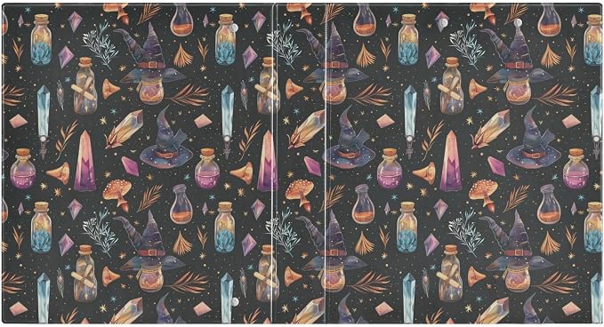 Witchy Crystals Pattern 3 Round Ring Binders | 1.5 Inch Binder with Clipboard, PVC Pockets, Work Organizer, Holds 200 Sheets for School Office 1 Pack