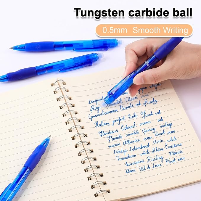 USUAL 90 Blue Retractable Erasable Gel Pens Clicker, Fine Point(0.5mm),Blue Ink for Planners,Make Mistakes Disappear, Premium Comfortable Grip, Smooth Writing Pen Office Back-to-School Supplies