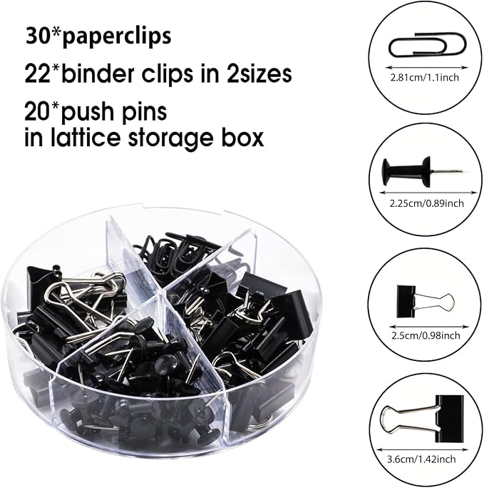 KAAKOW Black Desk Organizers and Accessories Office Supplies Set Stapler, Pen Holder, Phone Holder, Scissors, Pen, Ruler, 30 Paper Clips, 22 Binder Clip, 20 Tacks and 1000pcs Staples
