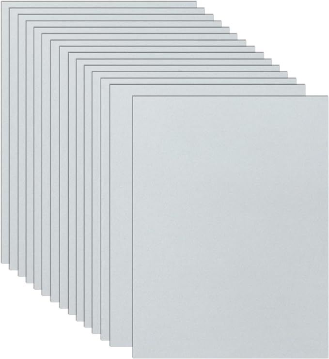 Guakicae 32 Sheets Grey Cardstock 8.5 x 11 Printer Paper 80lb | Thick Silver Card Stock for Cards Making, Invitations, Certificates, Anniversary Cards, Office Printing