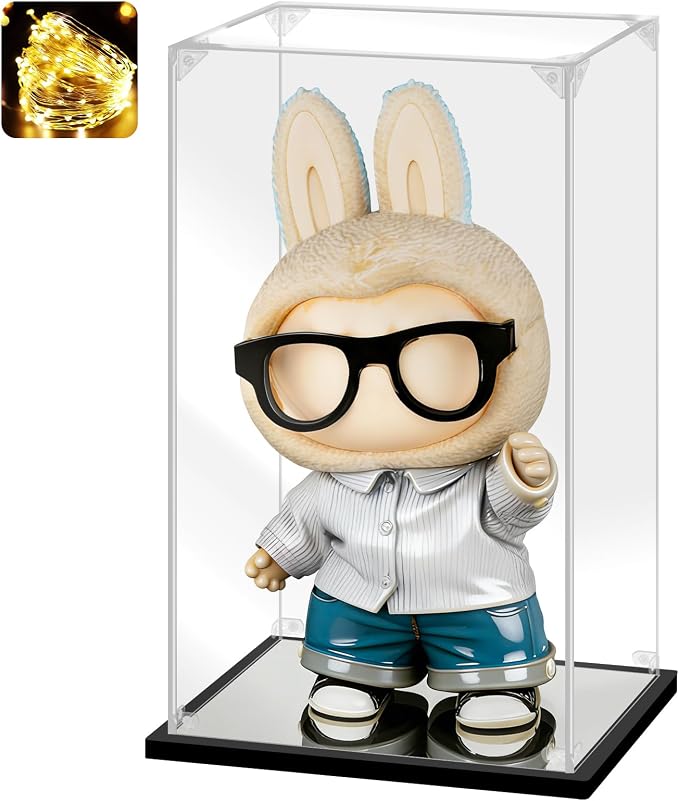 Acrylic Display Case, 13.8×11.8×23.8 Inch Clear Acrylic Display Box with Black Frame, Assemble Collectibles Display Case for Trophy, Action Figures, Dolls & Building Toys