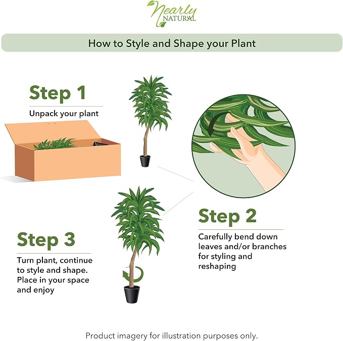 Nearly Natural 48 in Artificial Dracaena Real Touch Plant with Pot | Multi-Tonal Trunks, Large Indoor Silk Plant, Maintenance-Free, Living Room and Home Office Decor