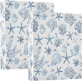 Nutical Theme Blue Starfish Coral Binder 1.5 Inch Binder with Clipboard&Pockets, Hardcover Binders 3 Ring, Heavy Duty Large File Folder for Office School Supplies - Holds 200 Sheets, 2 Pack