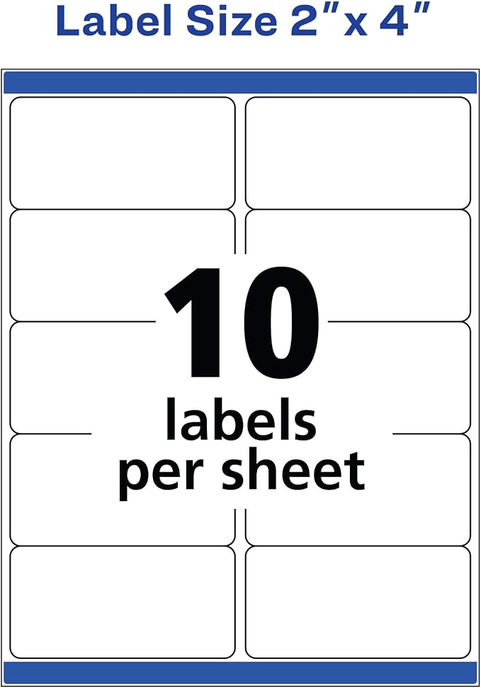 Avery Shipping Labels, 2" x 4", White, 250 Labels | Sure Feed Technology | Pack of 2 | Model 8163