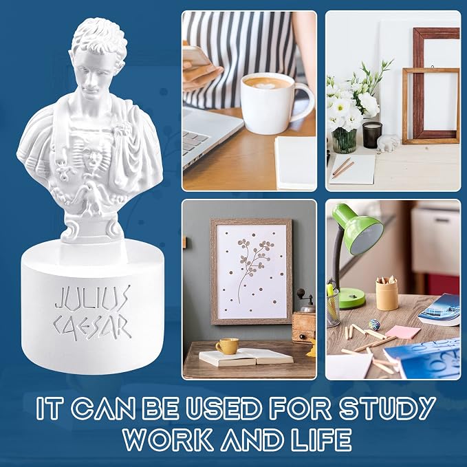 Jecery Julius Caesar Pencil Holder and Fun Caesar Pen Holder Resin Creative Furniture Decoration Bust Statue Pen for Back to School Gifts Desk Teacher Office Organizers Gift Decor