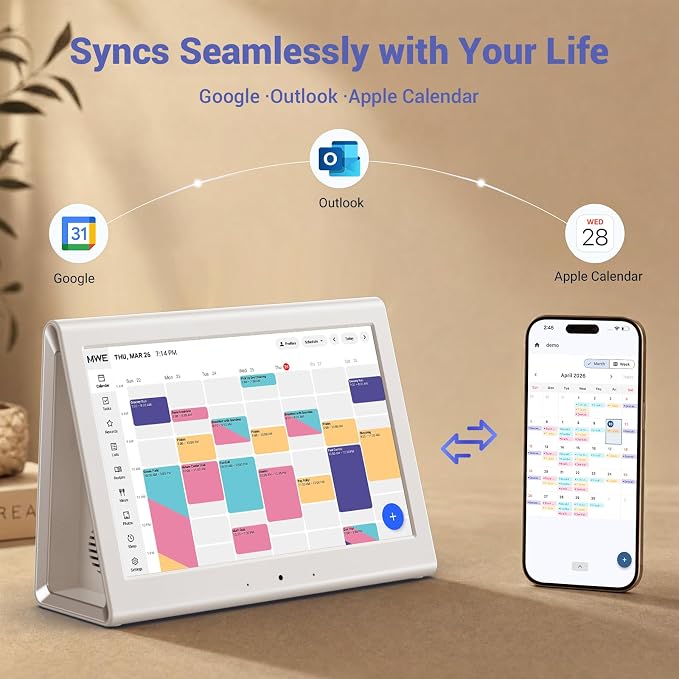 2026 New Upgraded Smart Digital Calendar, Family Planner No Subscription | WiFi Sync Color-Coded Family Schedule, Chore Chart & Meal Plan, HD Interactive Touchscreen Smart Calendar with Blue Case
