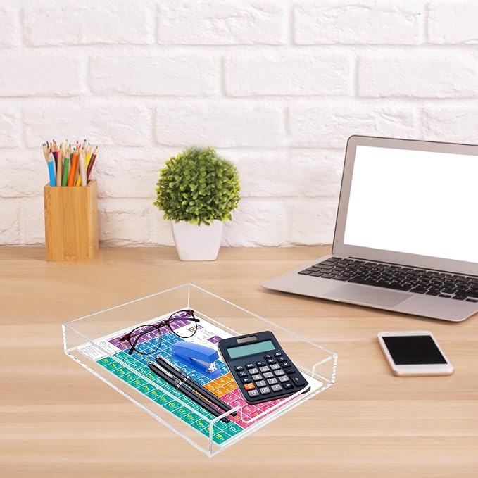 Tasybox Paper Organizer Letter Tray, Acrylic Desk Tray, File Holder | Clear Desk Organizer Tray, Office Decor Stackable Desk Organizers and Accessories Tray for School Home Office Supplies