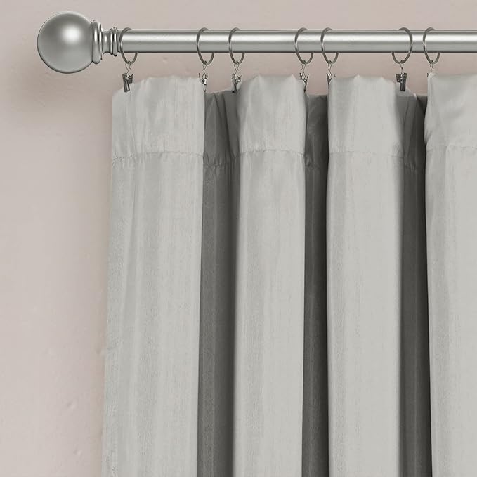Lush Decor Night Sky 100% Blackout Window Curtain Panel Single 42"W x 84"L, Gray & Blush - Blackout Curtains For Bedroom - Sequin Curtains - Glam Decor