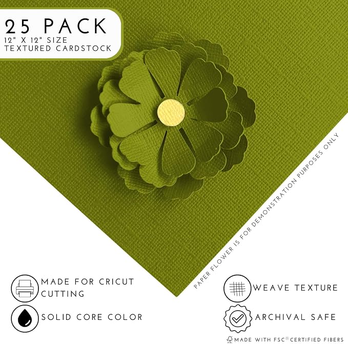 Green Iguana—12x12 Textured Cardstock | 80lb Textured Green Scrapbook Paper | Premium Cardstock for Cricut Cutting | 25 Sheets