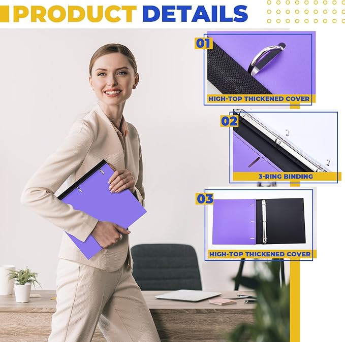 Henoyso 6 Pcs 0.75 Inch Telescoping 3 Ring Binder with Expandable Telescoping Spine 175 Sheets Capacity 3 Round Rings Flexible Plastic Notebook Binder for School, Office(Multicolor)