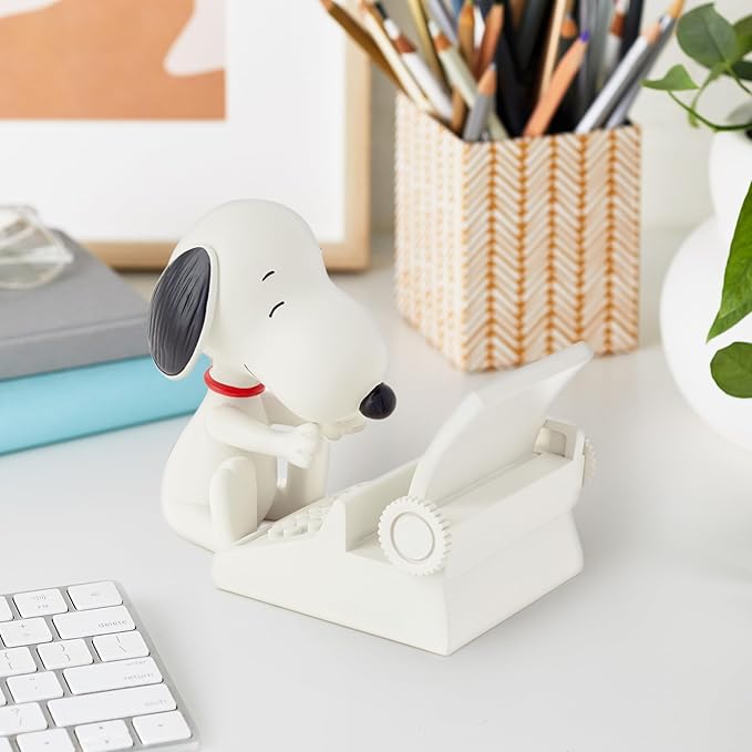 Hallmark Peanuts Snoopy Cell Phone Holder (Typewriter) Office Supplies | Resin Construction, Snoopy at Typewriter with Schulz Detail