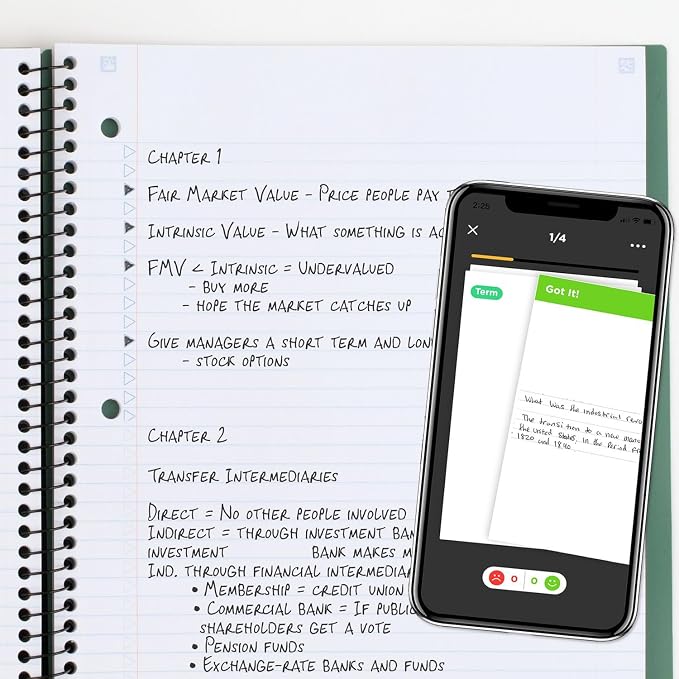 Five Star Flex Refillable Notebook + Study App, 1 Inch Binder with Customizable Cover, College Ruled Notebook and 3 Ring Binder, Hybrid NoteBinder, 200 Sheet Capacity, Green (29326AQ8) (Pack of 4)