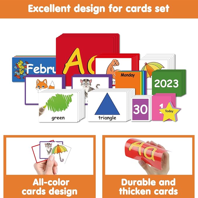 Auchq Circle Time Learning Center Cards Set Including Calendar Weather Letter Counting Rhyme Color Shape.