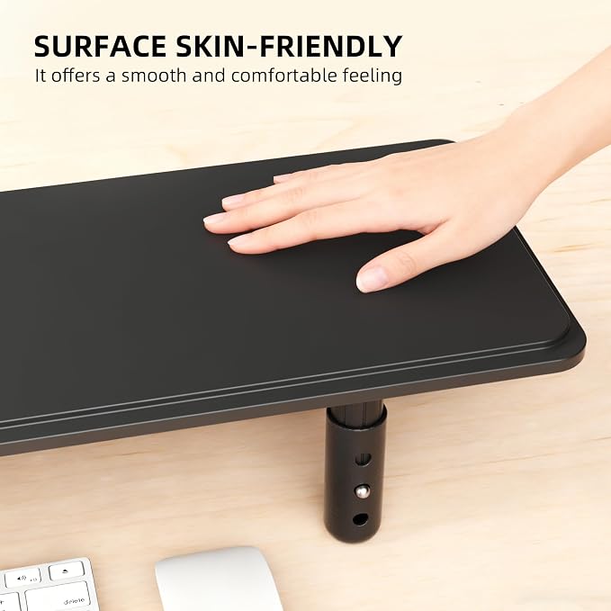 AFOOYO Dual Monitor Stand for Desk, Adjustable Height Wood Computer Riser, Ergonomic Monitor Shelf for Laptop, Printer, TV, Black - Large Storage Space, Sturdy Desk Organizer for Home & Office,Black