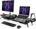 Fenge 42.5-Inch Monitor Stand Riser with Laptop, Phone & Headphone Holders | 10° Adjustable Laptop Holder, 2-Tier Storage, Dual Monitor or Monitor-Laptop Setup, Ideal for Multitasking, Gaming, Streaming