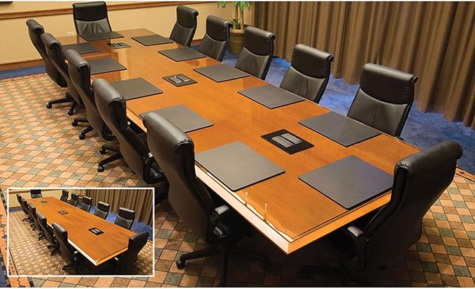 DACASSO Leatherette Conference Table Pad - Luxury Leather Desk Blotter for Writing - Padded Executive Desk Surface Protector - (Black, 17” x 14”)