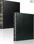 LETVPVOW 2 Pcs Vintage Hardback 3 Ring Binder 1 Inch, Professional Leather Binder 3 Ring, Three Ring Binders Fits 8.5 x 11, D Ring Binders for Home, School and Office- (1 Black and 1 Dark Green)