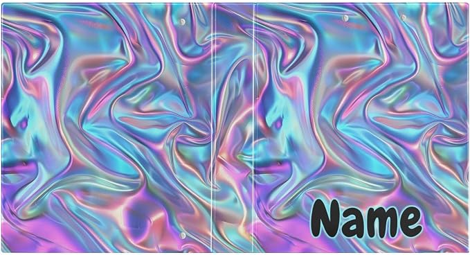 Custom 3 Ring Binder Metallic Liquid Painting Rainbow 1.5" Round Ring Binders Personalized Name View Binder with 200 Sheet for Kids School Supplies Women Men Office, 1 Pack