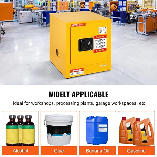 VEVOR Flammable Cabinet 17" x 17" x 18", Galvanized Steel Safety Cabinet, Adjustable Shelf Flammable Storage Cabinet, for Commercial Industrial and Home Use: Industrial & Scientific