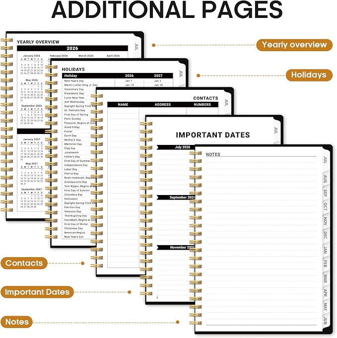 Academic Planner 2026-2027, Jul 2026-Jun 2027 Monthly & Weekly Planner