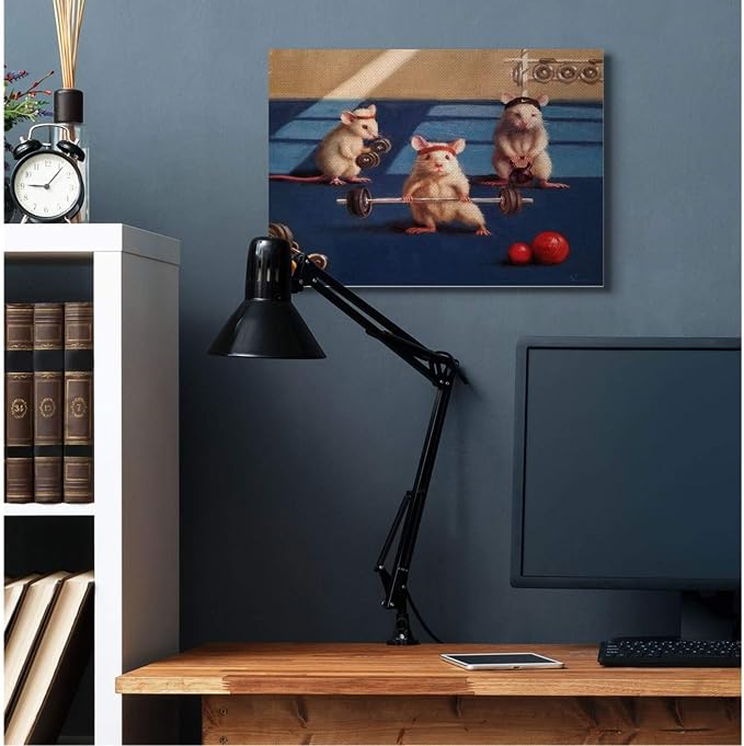 Stupell Industries Mouse Gym Humor Comic, 24 x 30 Inch Canvas Wall Art | Stupell Industries · By Lucia Heffernan · Ready to hang · Playful gift for home or office · Made in USA