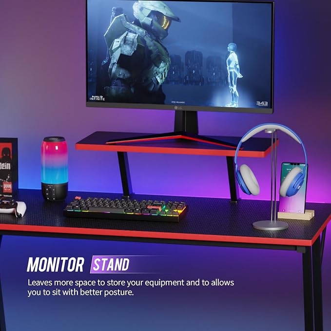 FDW L Shaped 51 Inch Gaming Desk,Corner Computer Desk,PC Gaming Desk,Writing Workstation with Large Monitor Stand for Home Office,Black