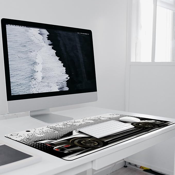 Car Gaming Mouse Pad Large Mousepad R34 Black and White Minimalist Art JDM Sport Car Big Computer Desk Mat Desk Pad for Keyboard and Mouse Mat Non-Slip Base 40x90cm, Style
