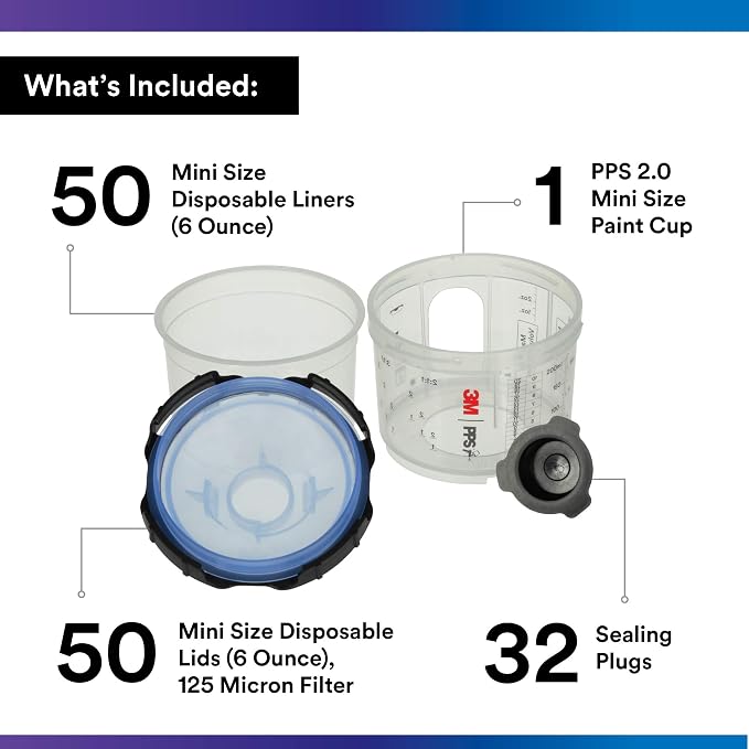 3M PPS 2.0 Spray Gun Cup Lids and Liners Kit, 26314
