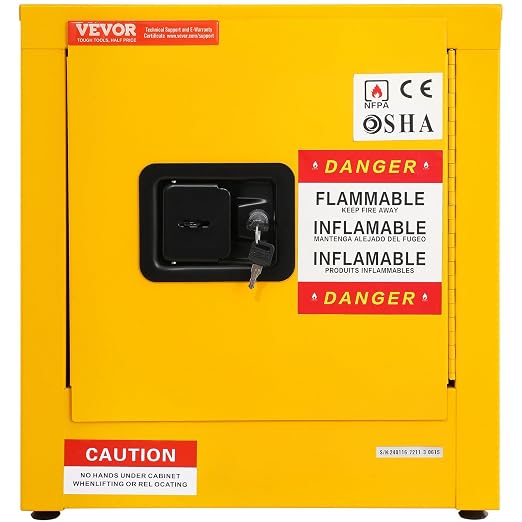 VEVOR Flammable Cabinet 17" x 17" x 18", Galvanized Steel Safety Cabinet, Adjustable Shelf Flammable Storage Cabinet, for Commercial Industrial and Home Use: Industrial & Scientific