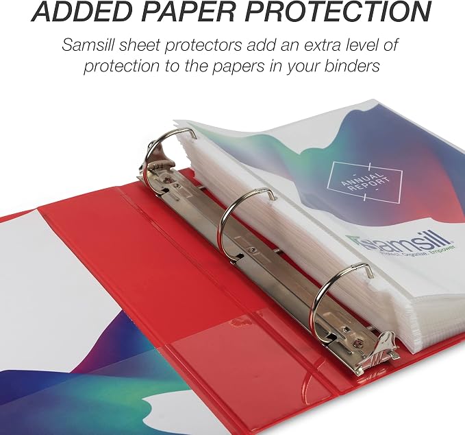 Samsill Durable 2 inch 3 Ring Binder, D Ring Binder, 100% Recycled Chipboard, Red, 4 Pack
