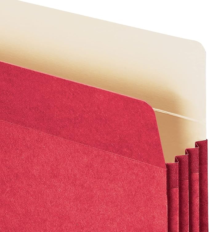 Smead File Pocket, Straight-Cut Tab, 3-1/2" Expansion, Letter Size, Red, 25 per Box (73231)