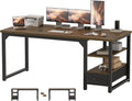 63 in Computer Desk with Drawer, 1" Thick Reversible Office Desk | Large Modern Writing Table with Storage Shelves, Heavy Duty Industrial Executive Desk for Home Bedroom Study Work