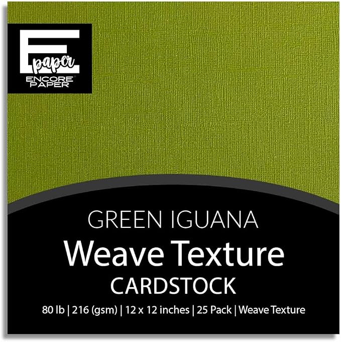 Green Iguana—12x12 Textured Cardstock | 80lb Textured Green Scrapbook Paper | Premium Cardstock for Cricut Cutting | 25 Sheets