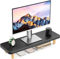 Monitor Stand Riser, 24 Inch Wood Desk Organizer with Monitor Stand & Storage Computer Monitor and Laptop Riser Multifunctional Laptop Stand Desk Organizer for Office Home Screen/Laptop/PC (Black)