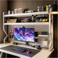 Desktop Bookshelf, Multi-Size pegboard Storage Organizer Rack,Dorm Desk Shelf, Desk Hutch,Office Desk top Storage Rack,Student Desktop Storage,Desk Shelves for top of des(White, 53.1" Lx9.9 Wx39 H