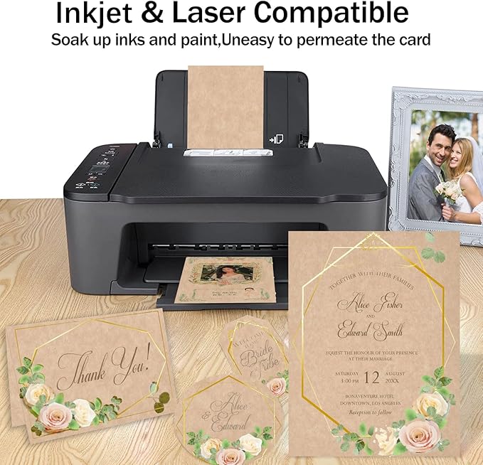 100 Sheets Parchment Cardstock 8.5 x 11 Textured Printer Paper, Goefun 90lb Tan Card Stock Printer Paper for Scrapbooking, Cardmaking, Invitations and Crafts (Pack of 2)