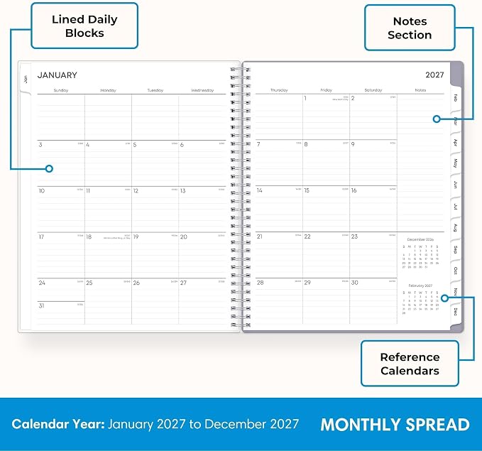 Blue Sky 2027 Weekly & Monthly Planner Calendar, 8.5"x11", Laila
