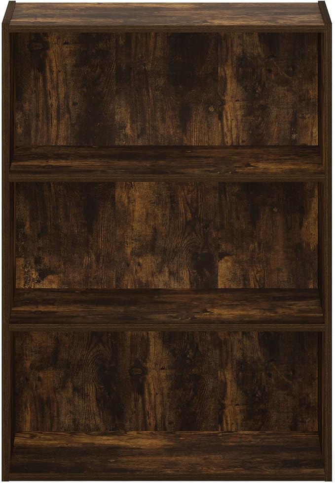 Furinno PASIR Book Shelf, 3-Tier Bookshelf, Storage Shelves Bookcase, 9.7 x 23.7 x 31.5, for Living Room, Bedroom, Home Office, Amber Pine