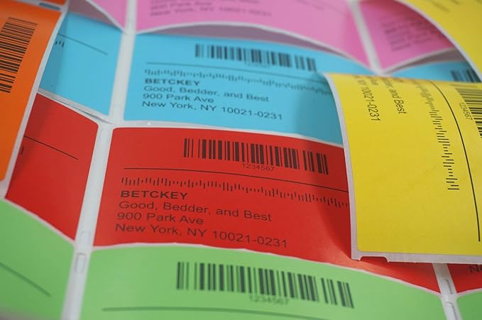 BETCKEY - 1.5" x 0.85" All Purpose Labels Compatible with Zebra & Rollo Label Printer,Premium Adhesive & Perforated[Orange, 6 Rolls, 9000 Labels]