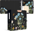Ospelelf 3 Ring Binder for Letter Size Documents with 5 Tab Dividers, 3 Inch Ring, 4.4 Inch Spine, Black Floral Binder with Clip for School and Office Supplies, Moonlit Blossoms
