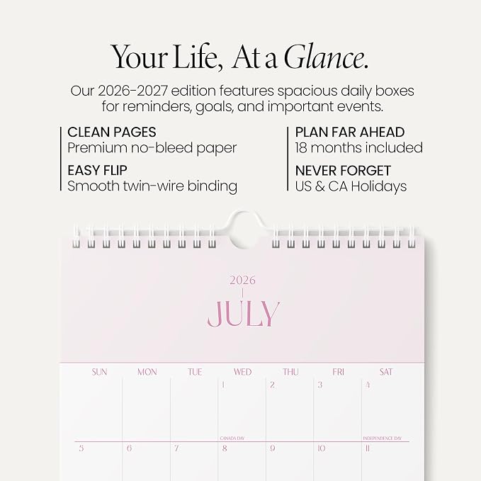 Karto Wall Calendar 2026-2027 11x17 in - Pink on Pink