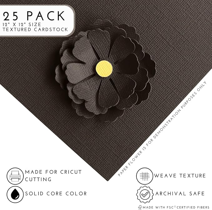 Brownie—12x12 Textured Cardstock | 80lb Textured Paper | Premium Cardstock for Cricut Cutting | 25 Sheets