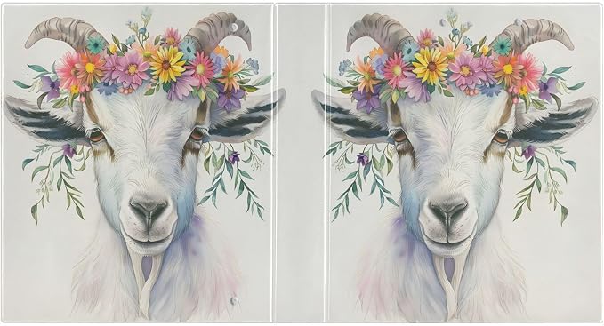 JIPONI 3 Ring Binder Watercolor Goat 1 Inch Round Binders for Men Women Students, Cute File Organizer for Office Home School