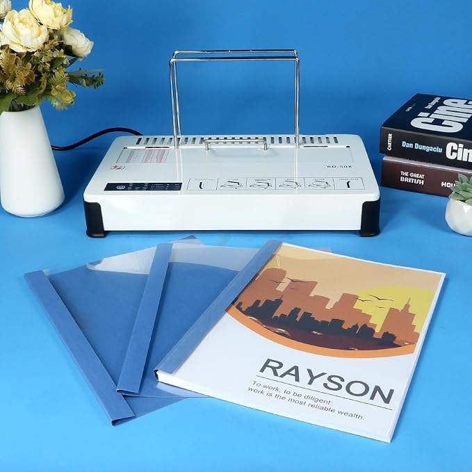 RAYSON TBC12-25 Thermal Binding Covers, 1/2 Inch, Blue Letter Size Holds 120 Sheets, 25 Pack